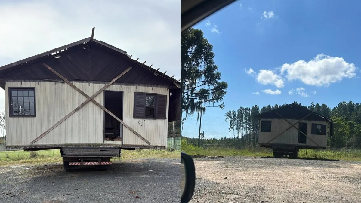 Casa abandonada sobre caminhão? Por que imóvel segue no local há 5 meses sob risco de desabar em SC