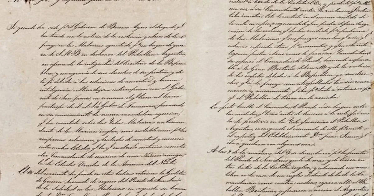 Revelan una carta inédita de 1833 que relata paso a paso la ilegal ocupación británica de las Islas Malvinas