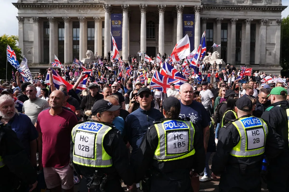 Man arrested over concealing identity at anti-immigration protest in Portsmouth