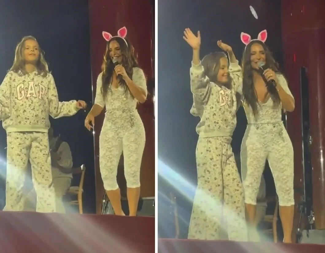 Filha de Ivete Sangalo dança com a mãe durante show e viraliza