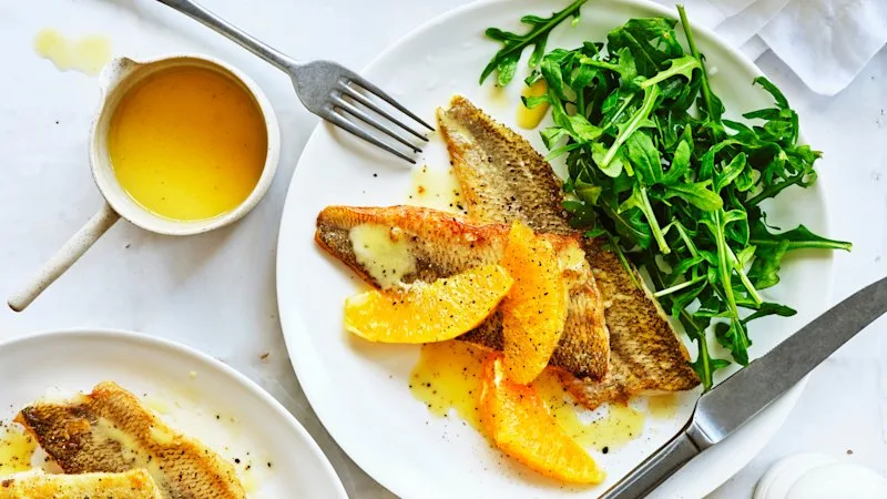 Adam Liaw’s pan-fried whiting with orange butter sauce