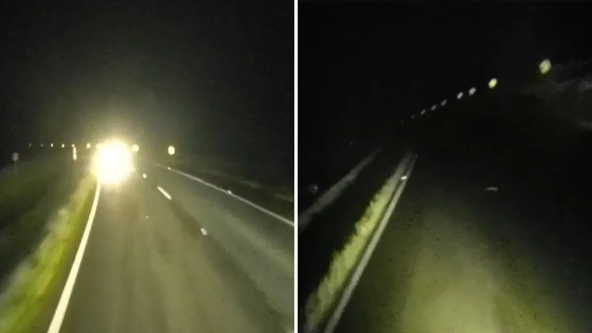Vídeo mostra caminhoneiro tombando ao tentar desviar de carro na contramão na BR-376, no Paraná