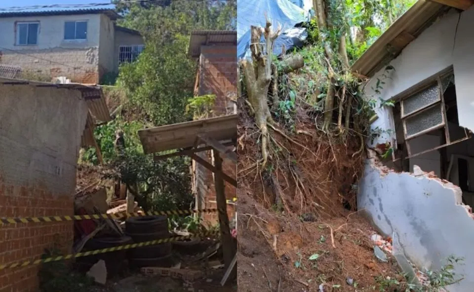 Casa desaba ao ser atingida por deslizamento de terra em Colombo: “Acabou com tudo”, diz moradora; vídeo