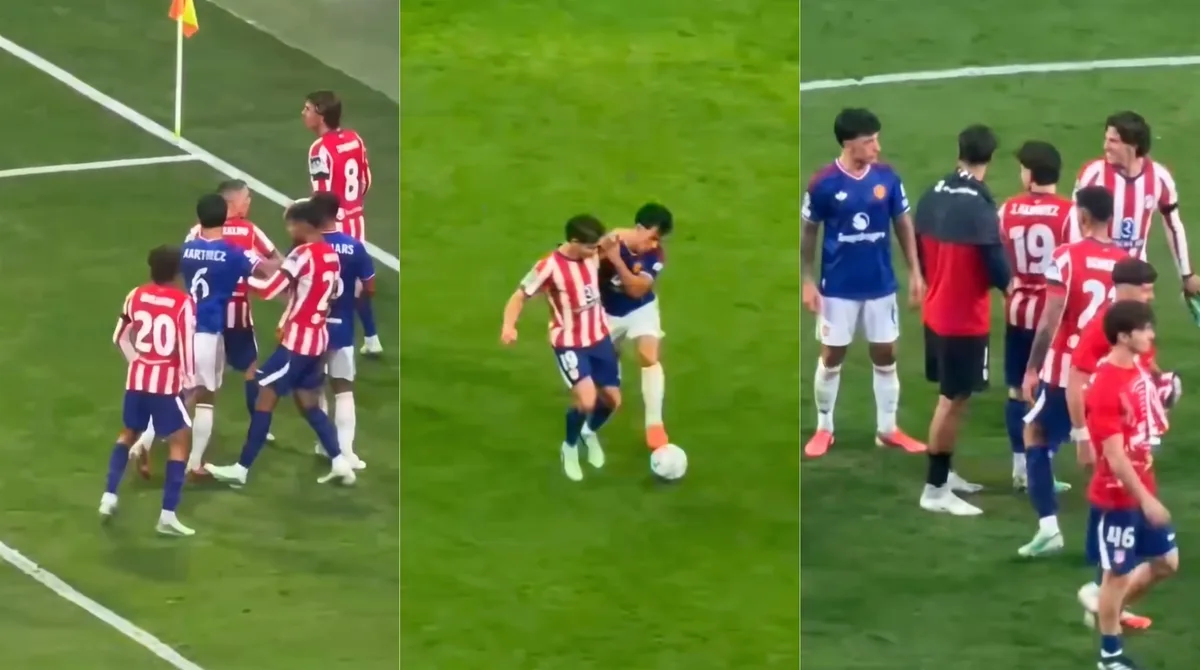 Los “chispazos” entre Lisandro Martínez, Julián Álvarez y el Cuti Romero en el triunfo de Atlético de Madrid ante Manchester United