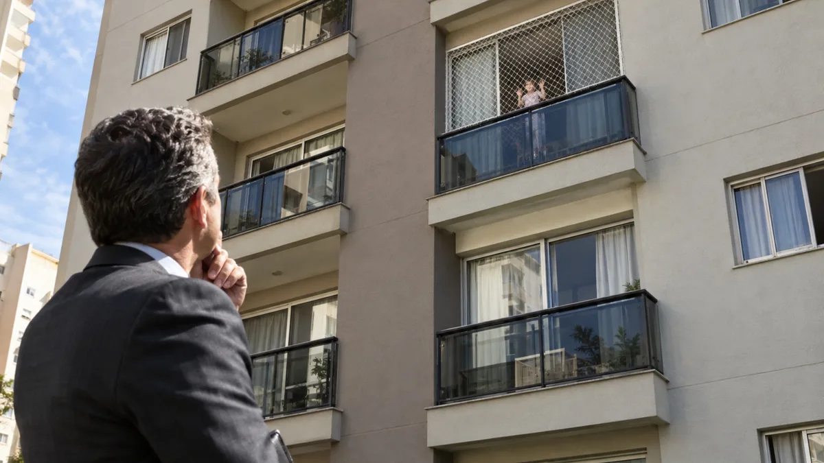 Casal instala tela de proteção em todas as janelas depois que filha começa a andar pela casa e condomínio questiona modelo usado justamente por causa da fachada
