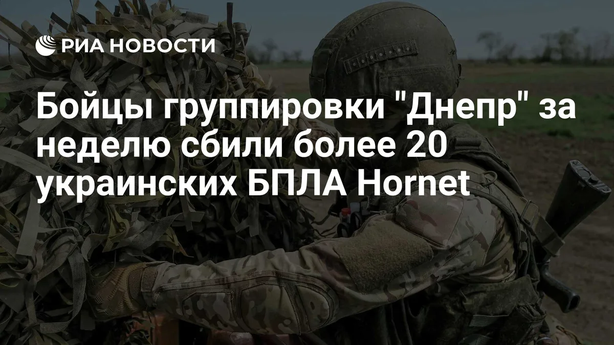 Бойцы группировки "Днепр" за неделю сбили более 20 украинских БПЛА Hornet