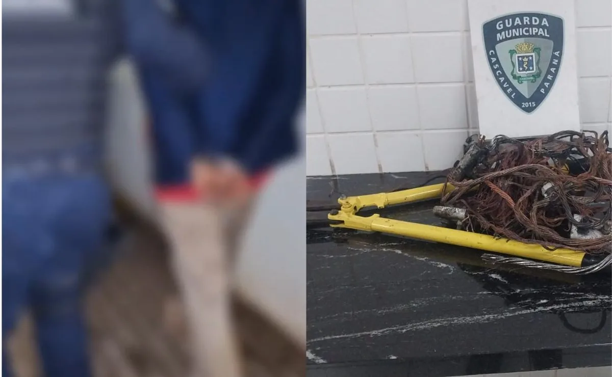 Ataque à fiação: homem é preso com alicate e fios de cobre em Cascavel
