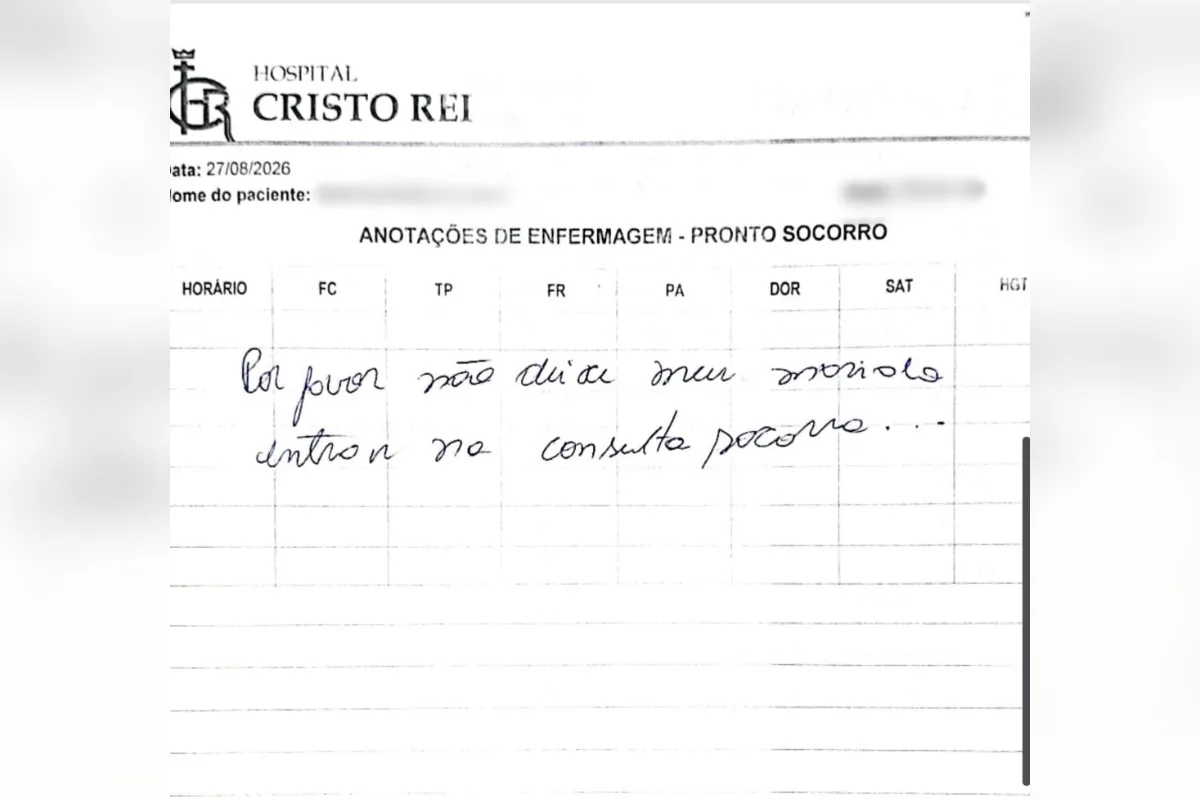 Mulher denuncia agressões do marido em prontuário médico: "Socorro"