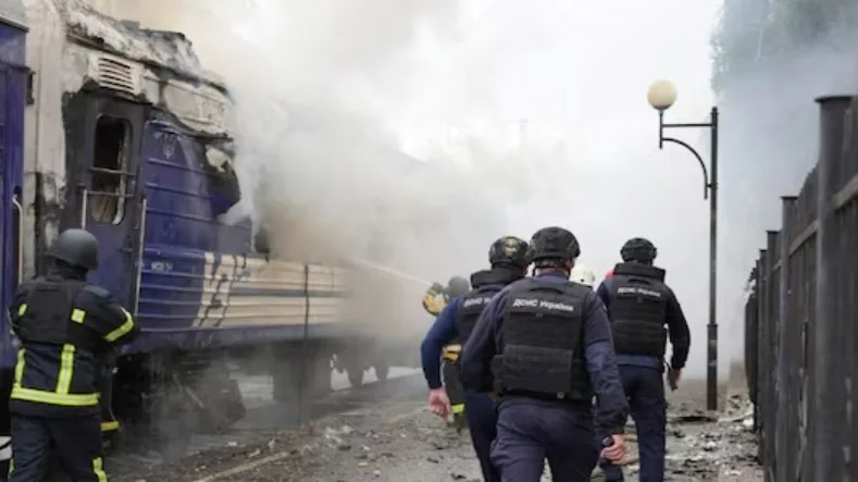 Russian drone hits train near Poland border minutes after Boris Johnson crosses route