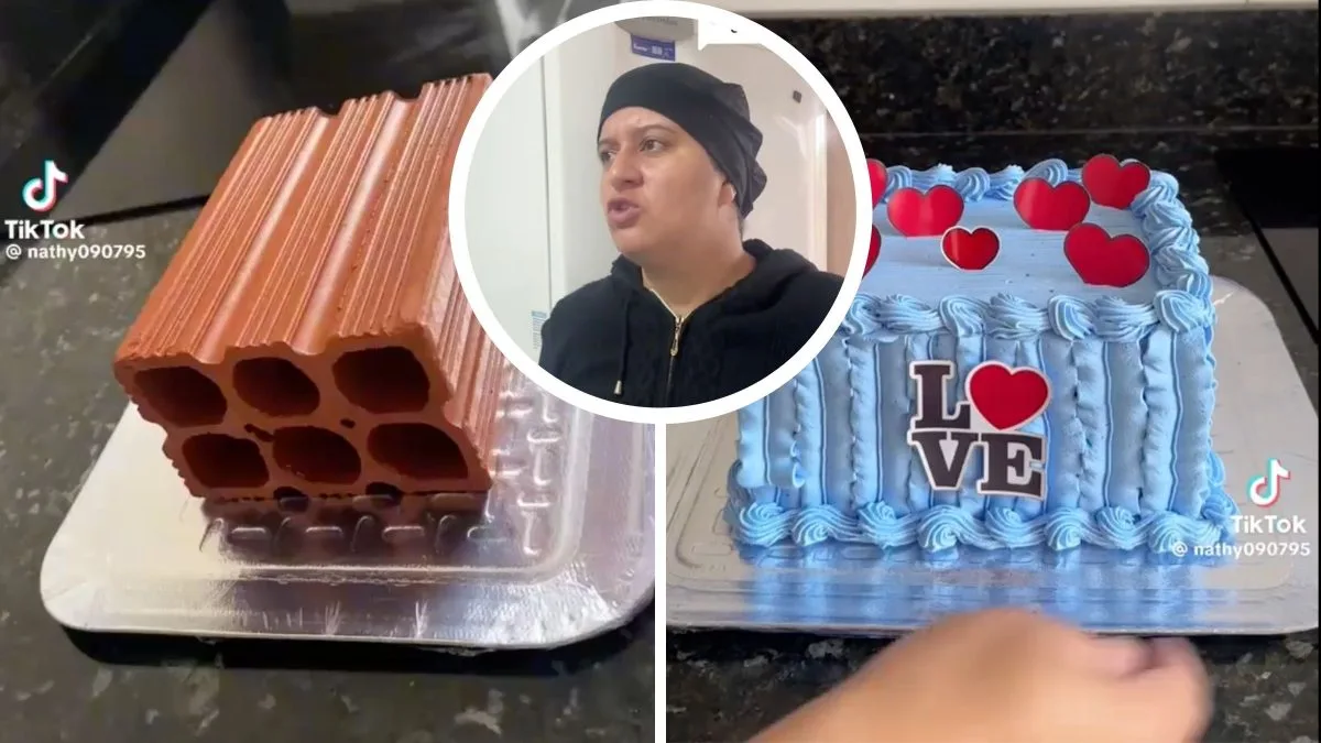 Confeiteira leva calote após fazer bolo de 5 kg e se vinga enviando tijolo decorado para cliente: ‘Você mereceu e foi pouco’