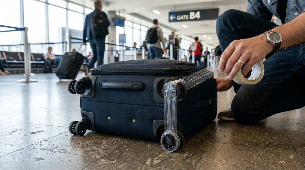 Especialistas em viagens orientam colocar fita adesiva nas rodas das malas: entenda para que serve o truque