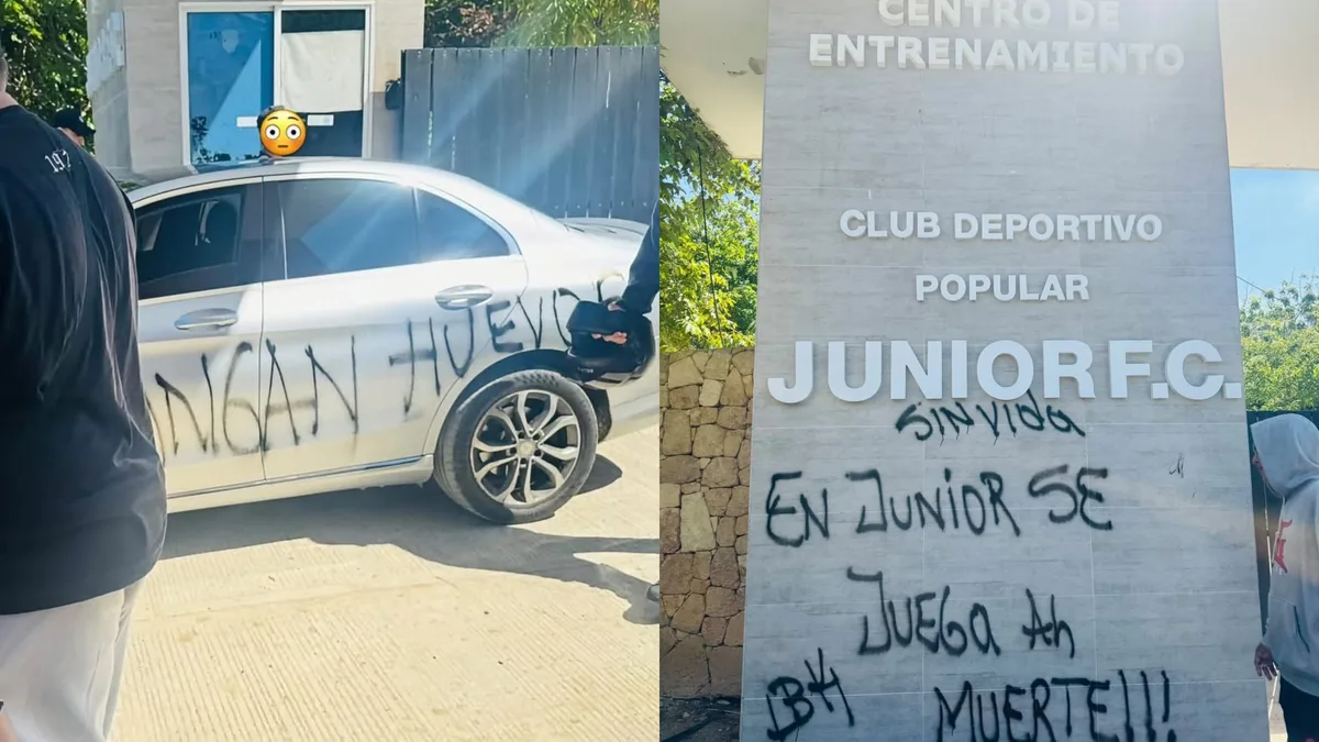 Hinchas del Junior vandalizaron carros de jugadores del club y rayaron la entrada de la sede deportiva: “Pongan huevos”
