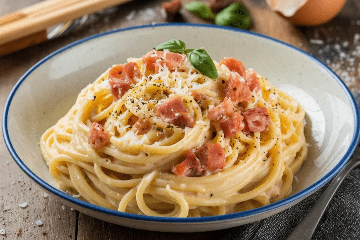 Sábado de preguiça? Esse espaguete à carbonara é fácil de fazer e cheio de sabor