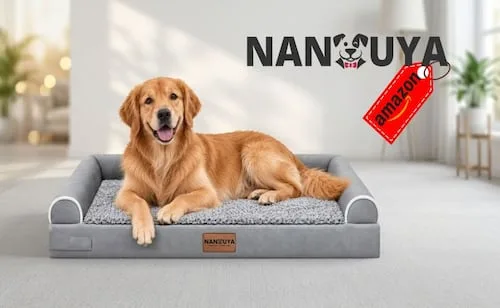 Efecto sofá y funda lavable; consigue la cama ortopédica NANUYA para perros grandes al 70% de descuento