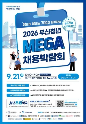 부산청년 메가 채용박람회…21일 우수기업 100개 면접·상담