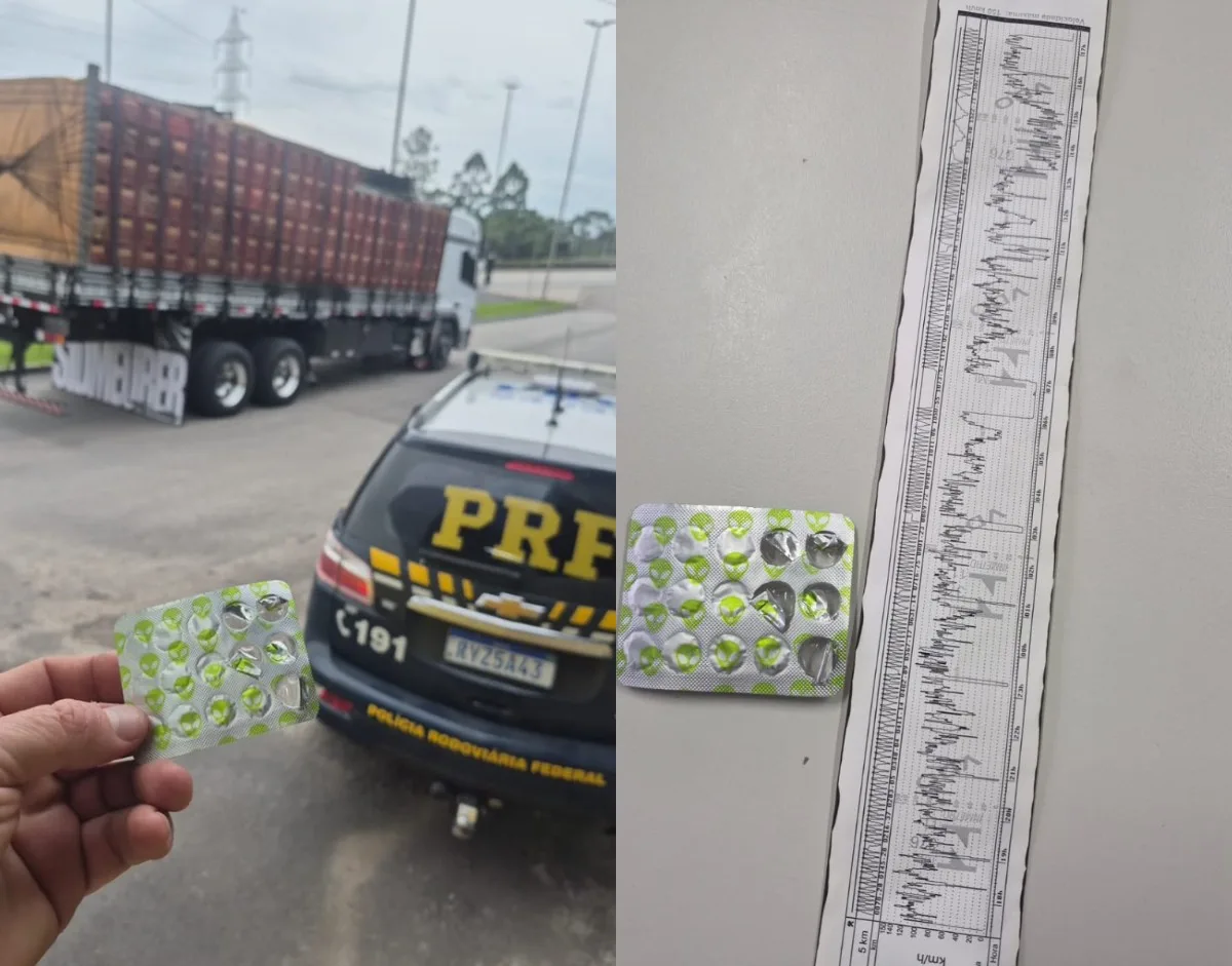 Caminhoneiro é preso após dirigir por 23 horas sem parar e atingir 150 km/h na BR-101 em SC