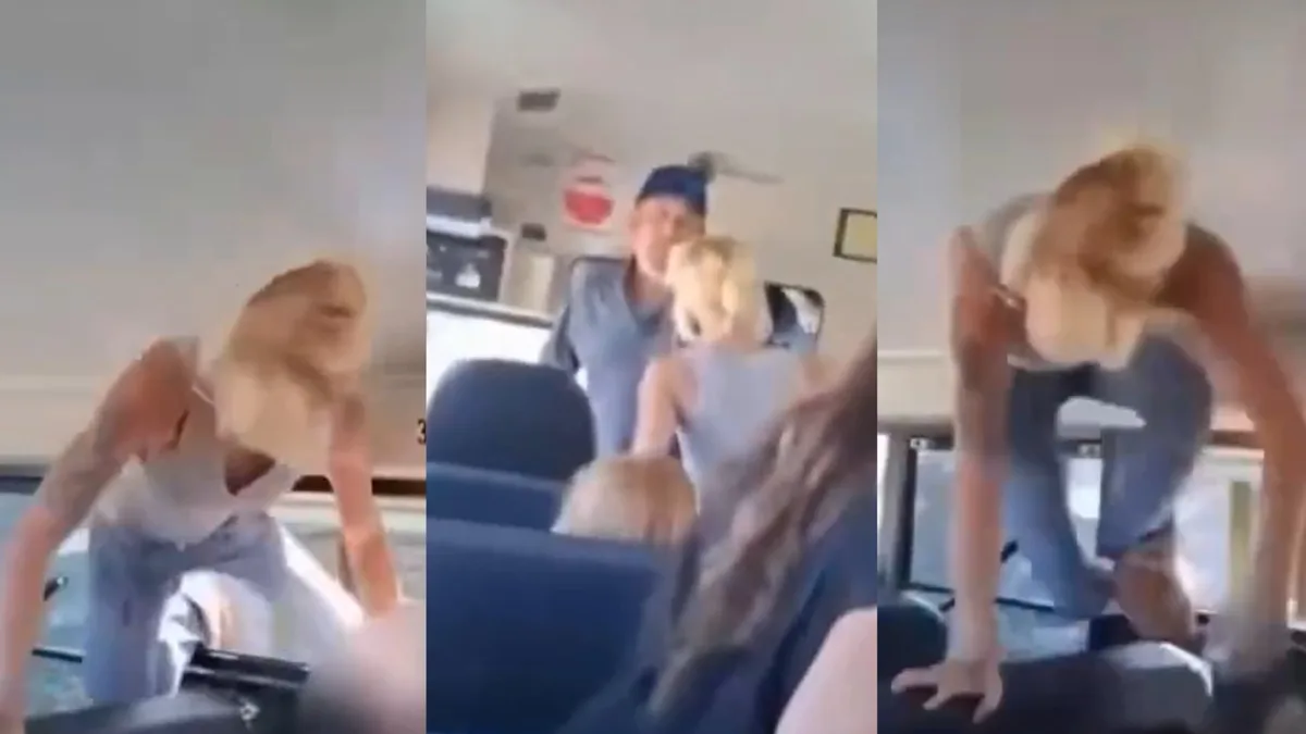 Una madre rompió el vidrio de un autobús escolar en California, se metió por la ventana y fue arrestada mientras decenas de niños miraban