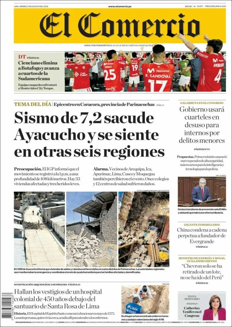 Portadas latinoamericanas de este viernes 21 de agosto de 2026