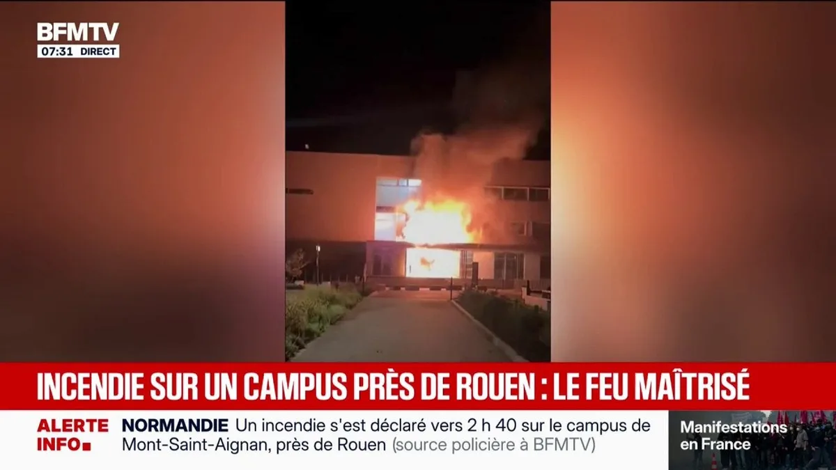 Une enquête ouverte après un incendie dans un bâtiment de l'université de Rouen-Normandie