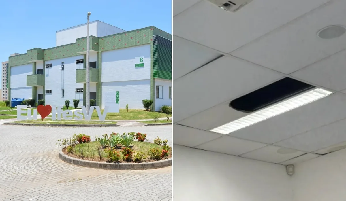 Susto! Parte do teto cai em sala de aula do Ifes em Vila Velha