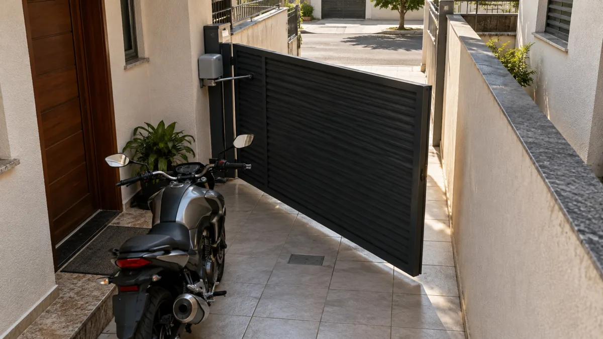 Depois de automatizar o portão, morador passa a deixá-lo aberto durante as entregas e o vizinho perde a passagem para tirar a moto de casa