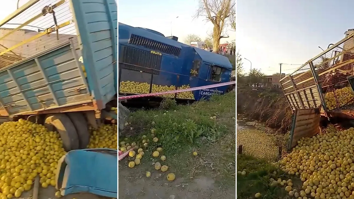Violento choque entre un tren y un camión que transportaba limones en Tucumán