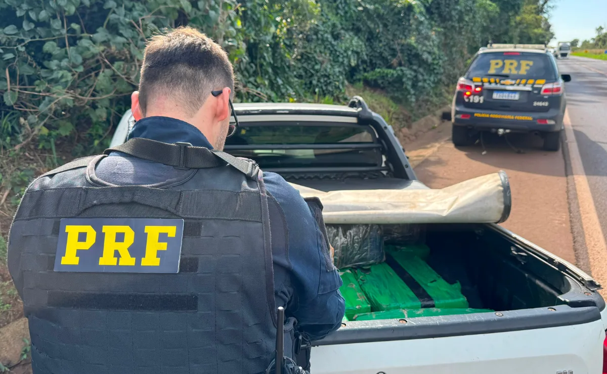 Motorista foge em alta velocidade, bate caminhonete clonada com mais de 550 quilos de drogas e se esconde em mata
