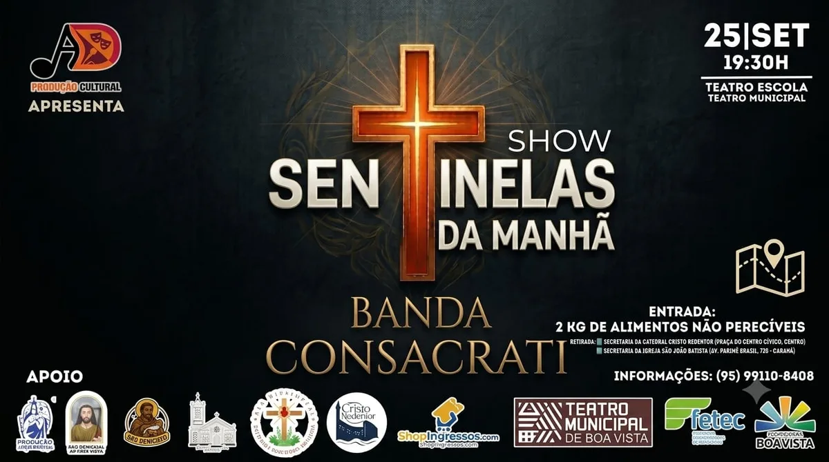 Show solidário reúne música, fé e doações no Teatro Municipal de Boa Vista