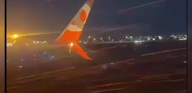 Avião tem falha técnica e motor pega fogo durante decolagem em Goiânia