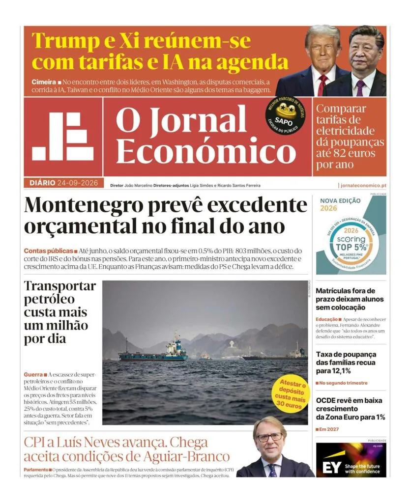 Montenegro prevê excedente orçamental no final do ano. Leia aqui o JE Diário
