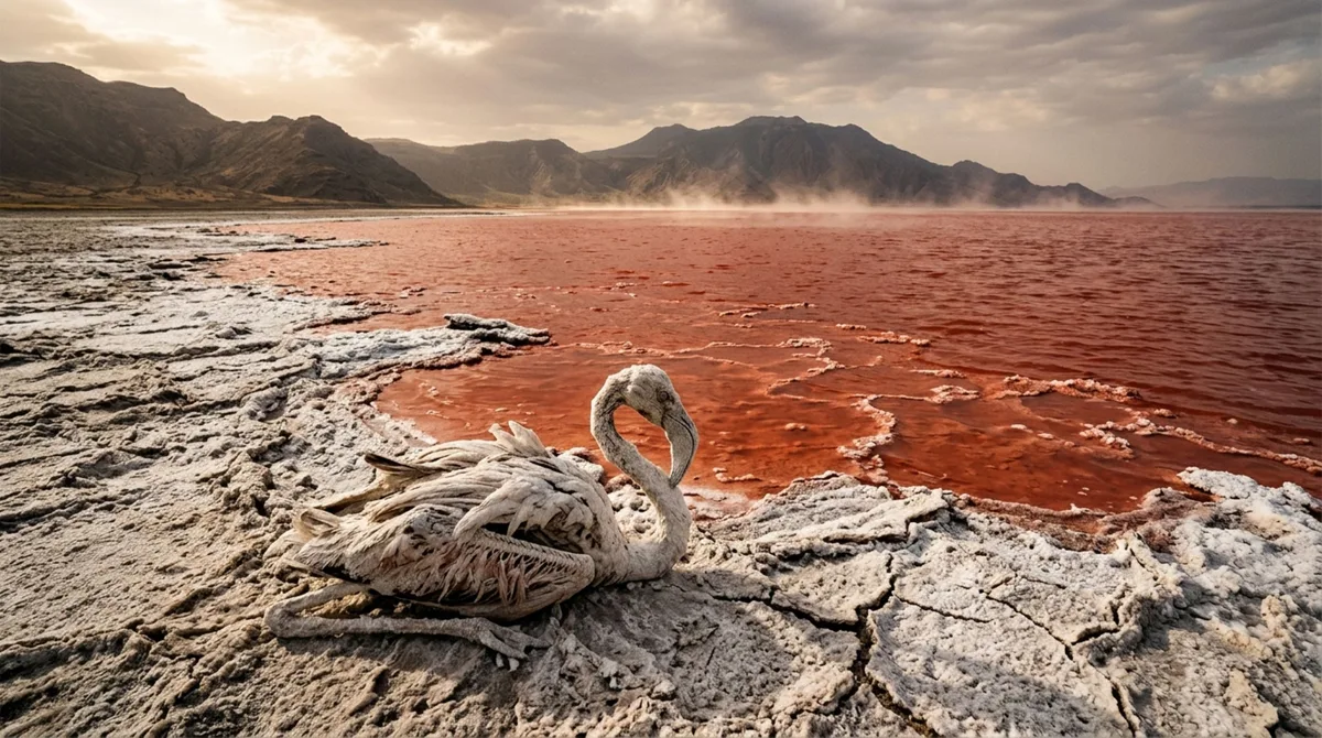 Este lago vulcânico parece transformar animais mortos em estátuas de pedra calcificada