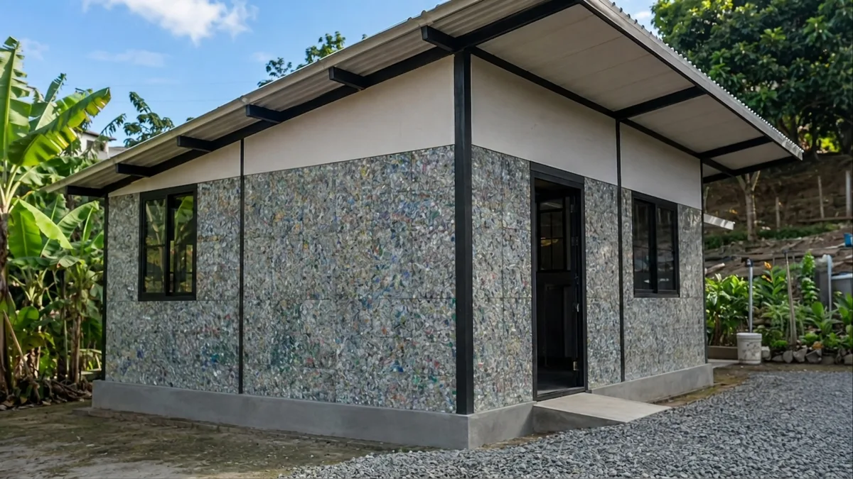 Ela é mãe solteira, passou 9 anos economizando para comprar sua terra, mas ficou sem dinheiro construir; a solução foi uma casa com 850 blocos de plástico reciclado