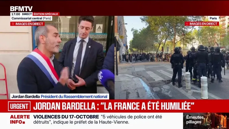 "Vous vous frottez les mains de cette situation": Pouria Amirshahi, député Écologiste et Social, interpelle le président du RN Jordan Bardella, au sujet des violences du 17 octobre