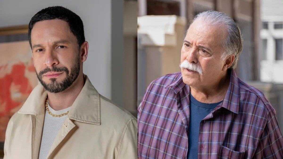Quem Ama Cuida: César fica perplexo com mensagem do pai transmitida por Otoniel e faz revelação Quem Ama Cuida: César fica em choque com revelação de Otoniel ao receber recado do pai (Foto: Globo/ Fábio Rocha; Angélica Goudinho)