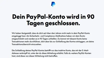 Löschung inaktiver Konten: Paypal-Warnhinweis verwirrt Nutzer