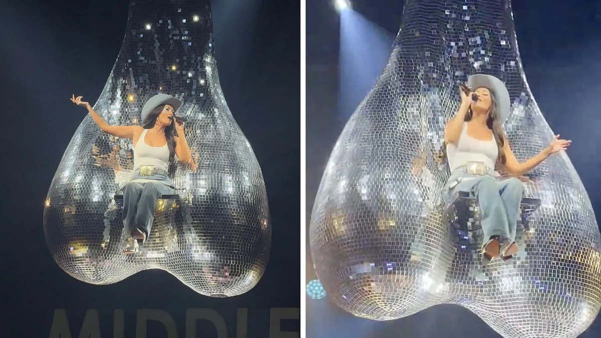 Nadie esperaba ver esto en un concierto: cantante country se viraliza por insólitas “bolas de disco” en su show