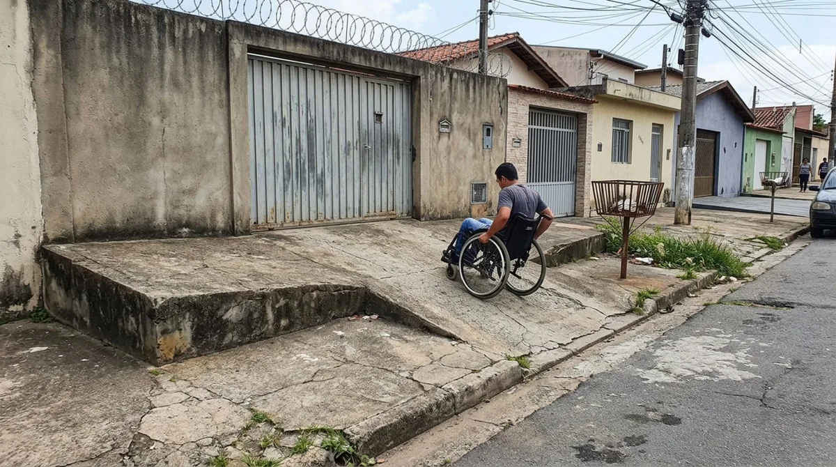 Morador rebaixa toda a calçada diante da garagem para facilitar a entrada do carro e pedestres passam a caminhar inclinados, levando a prefeitura a exigir a reconstrução do passeio