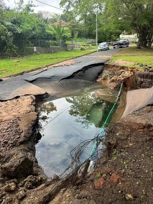 Burst water pipeline damages Cowies Hill road, restricts access to eight homes