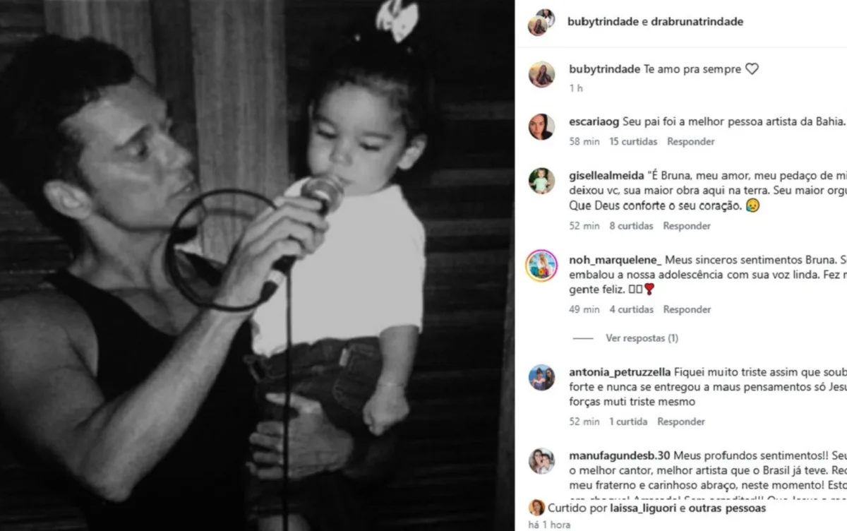 Filha de Netinho publica homenagem ao cantor com foto da infância: ‘Te amo para sempre’