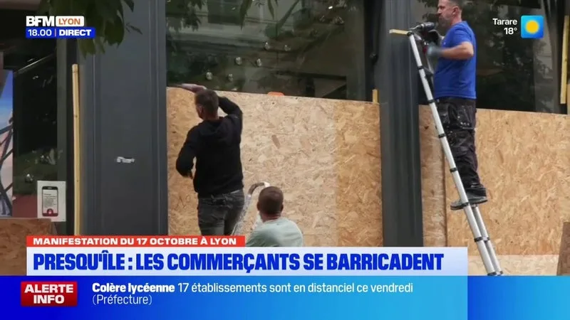Manifestation du 17 octobre : les commerçants se barricadent à Lyon
