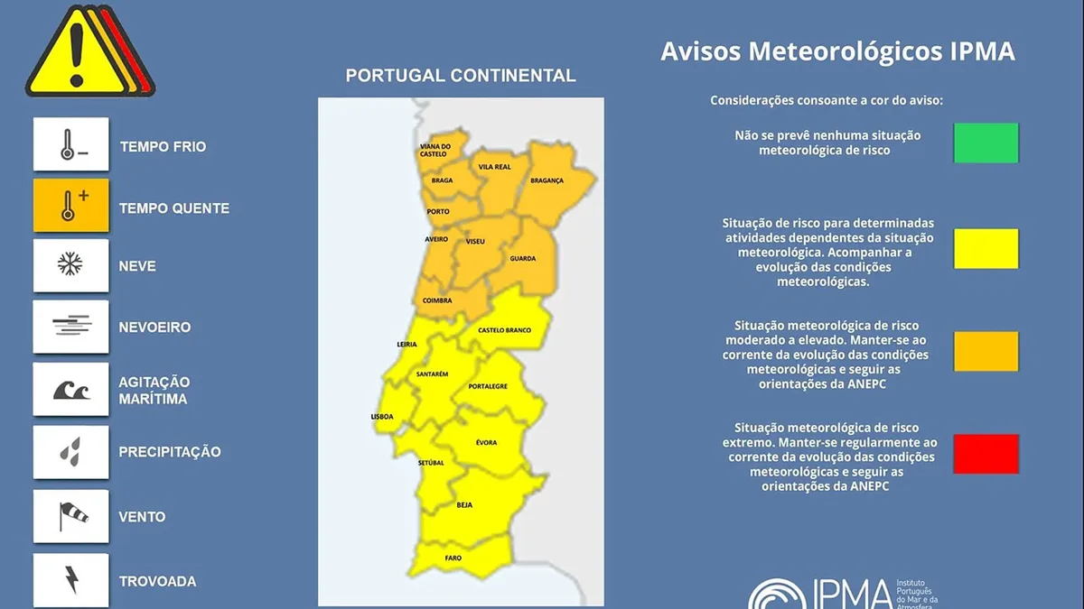 da Atenção aos Avisos Meteorológicos para hoje, dia 17 de agosto, em Portugal co…