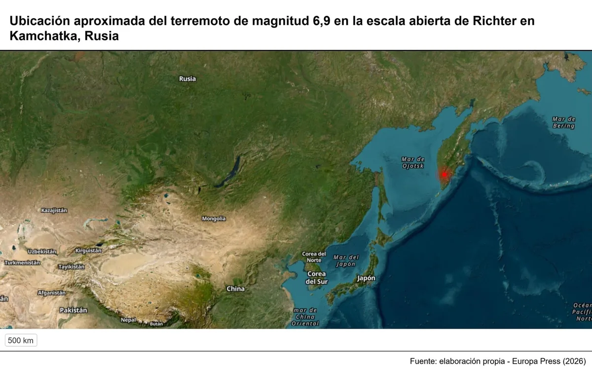 Un terremoto de magnitud 6,9 sacude la península rusa de Kamchatka