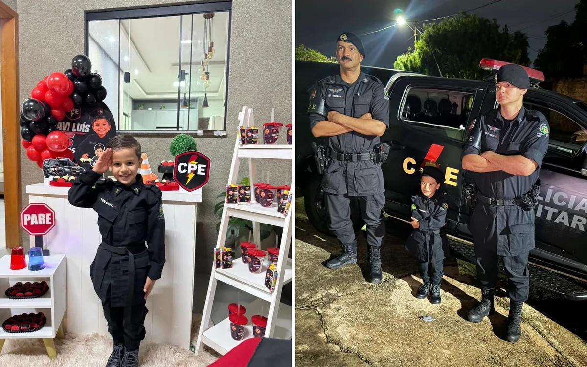 Menino se emociona ao receber visita surpresa de policiais em aniversário; vídeo
