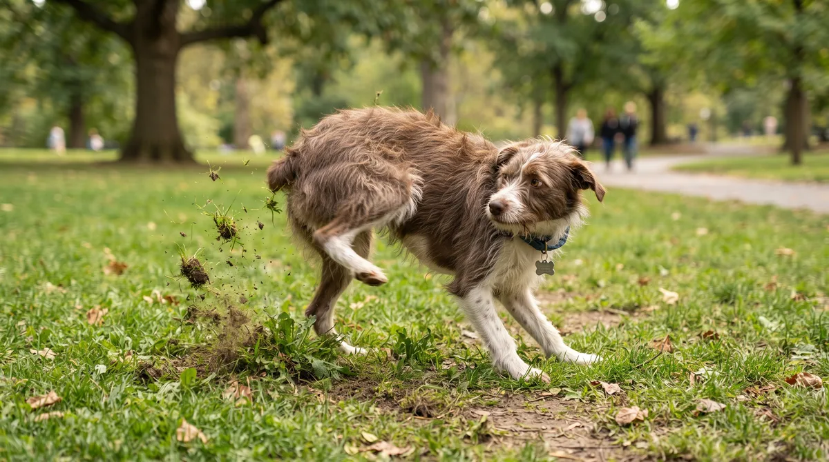 O que significa quando o cachorro “cisca” o chão com as patas traseiras após fazer as necessidades?