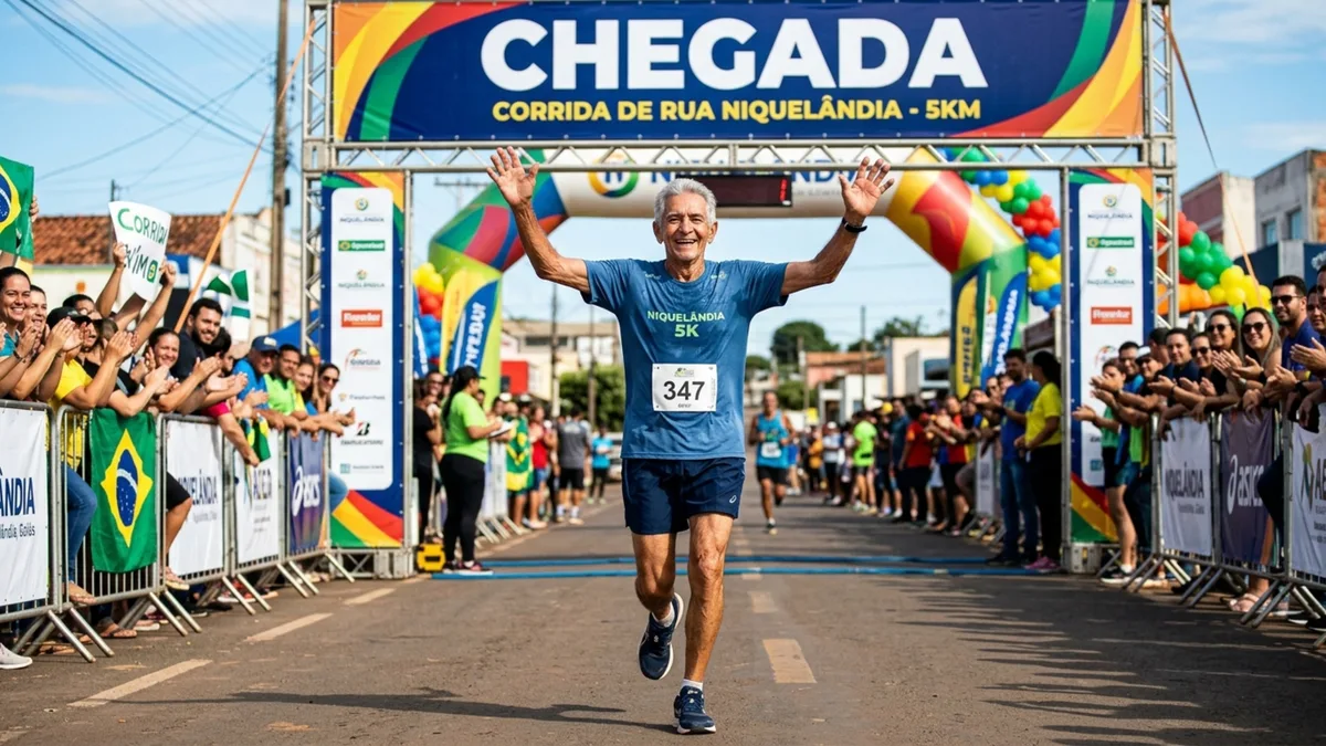 Aos 93 anos, ele se inscreveu numa corrida de rua da própria cidade, completou os cinco quilômetros no ritmo dele, e o vídeo do momento em que cruza a linha de chegada sob aplausos correu o país em poucos dias