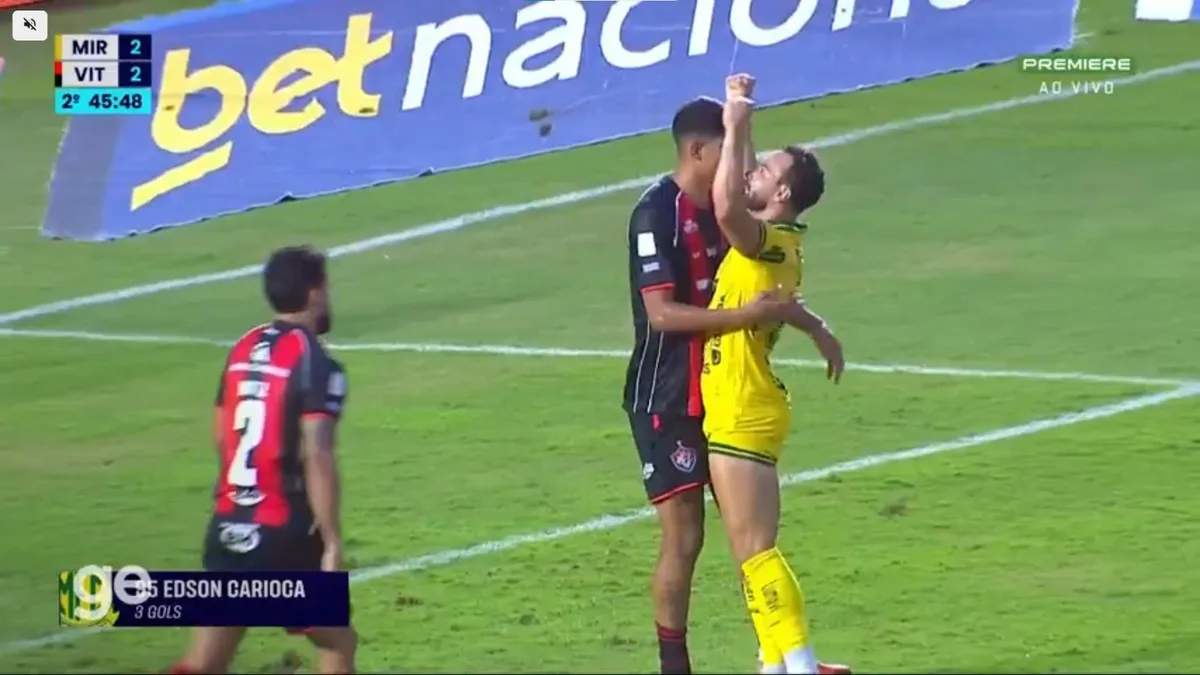 Mirassol x Vitória: Edson Carioca revida provocação de Zé Vitor ao marcar gol de empate; entenda