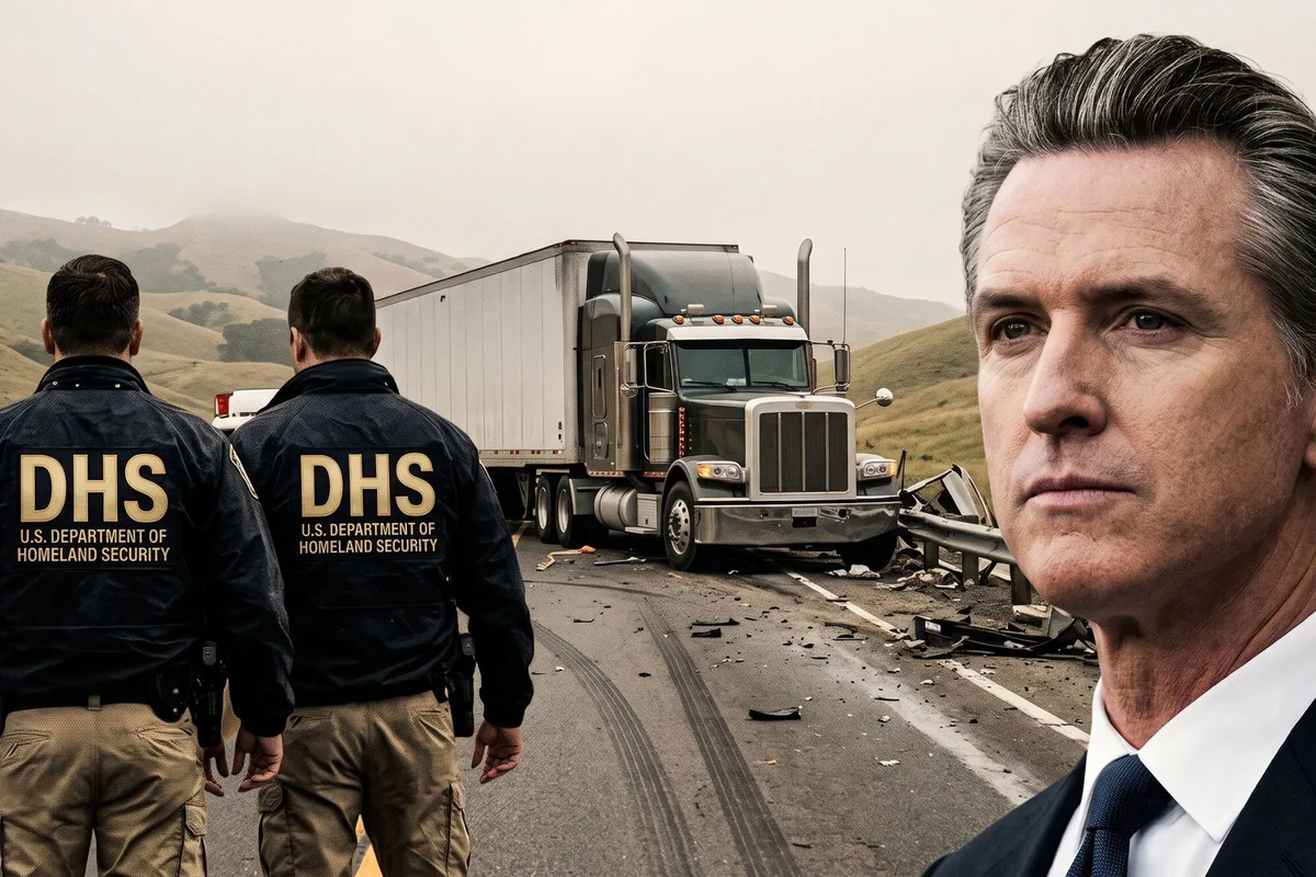 “Hey Gavin”: La dura advertencia del DHS a Newsom tras un fuerte accidente con camioneros migrantes de California
