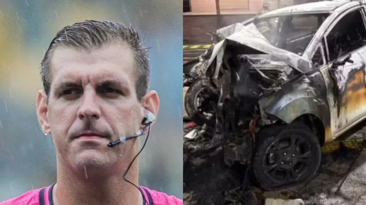 Un árbitro de fútbol murió en un accidente: su auto chocó contra un muro y se prendió fuego