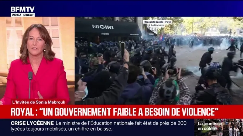 Mobilisation du 17 octobre: "Un dirigeant qui dit que ça va être violent, suscite la violence", pointe Ségolène Royal
