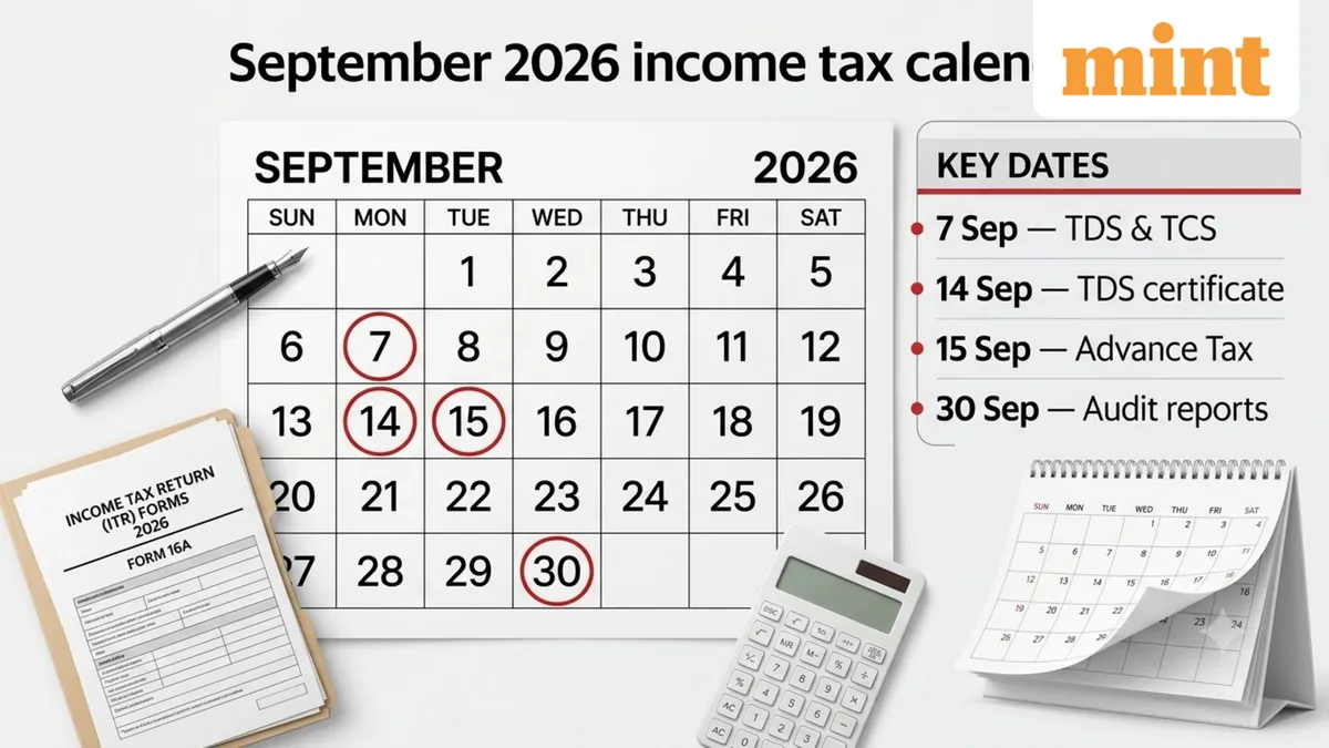 September 2026 income tax calendar: Key TDS, TCS, advance payment and audit deadlines you should know